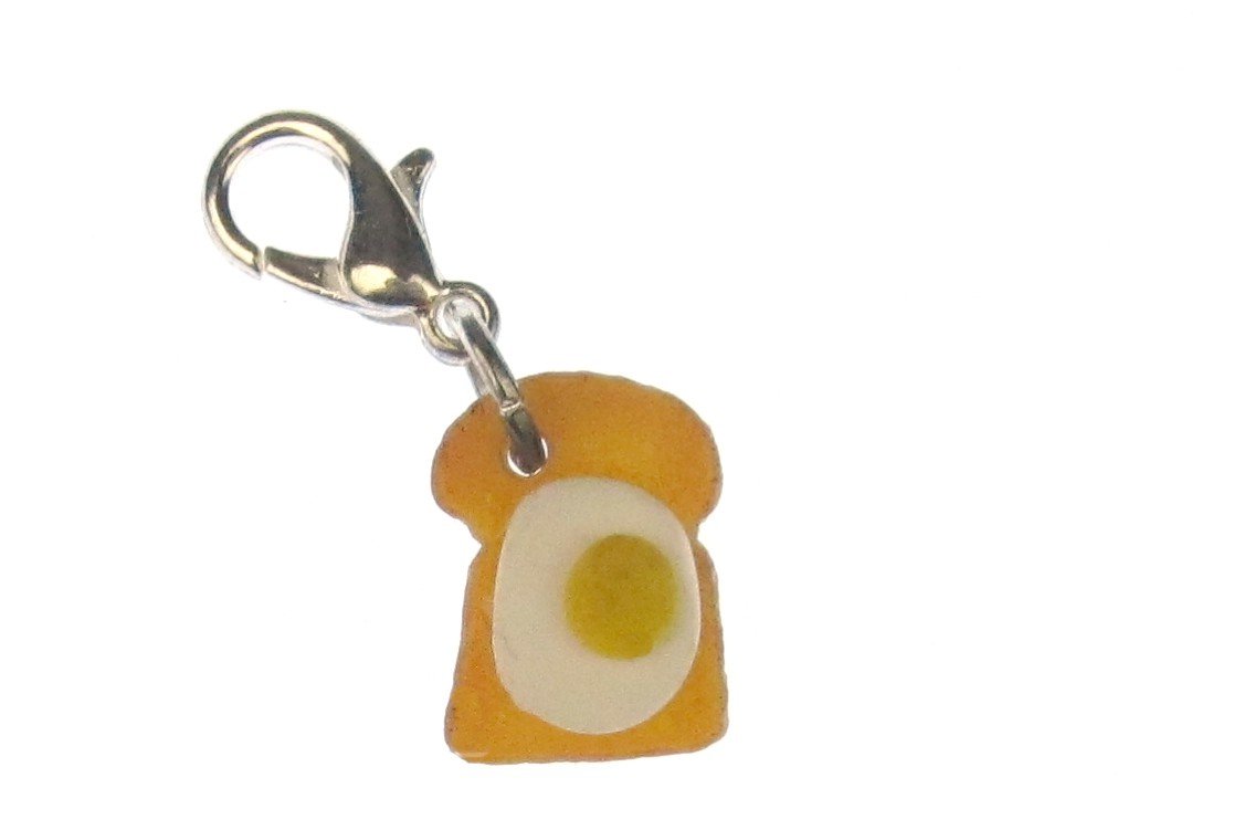 Miniblings Toast With Egg Charm Pendant Breakfast Bracelet Wristlet Food Bread