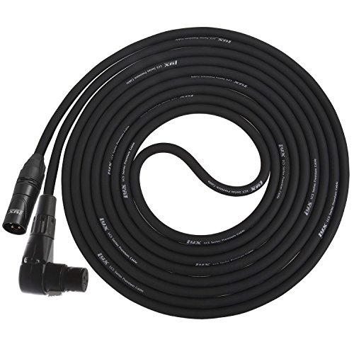 LyxPro Balanced XLR Cable Right Angle Female 6 ft Premium Series Professional Microphone Cable, Powered Speakers and Other Pro Devices Cable, Black
