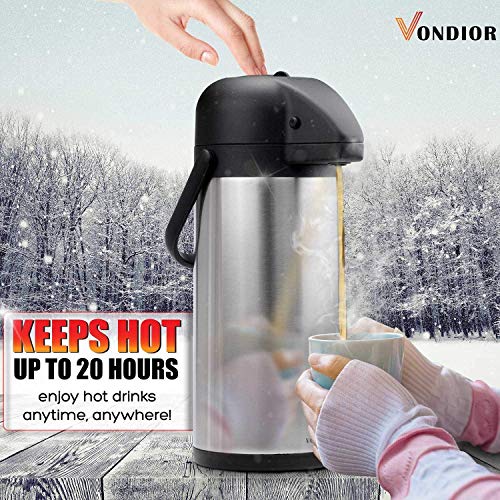 image for Thermal Coffee Airpot - Beverage Dispenser (85oz.) By Vondior - Stainl