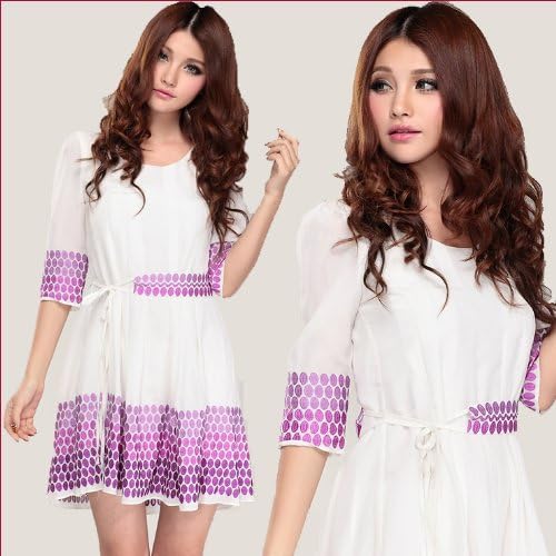 Amazon 清楚なスタイル 繊細刺繍aラインシルクシフォンワンピース Yimo005 ワンピース チュニック 通販