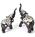 Set of 2 Feng Shui Black Elephants Trunk Statue Lucky Figurine Gift Home Decor