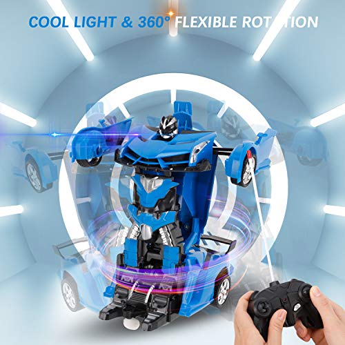 FIGROL Transform Car Robot, Robot Deformation Car Model Toy for Children, Transforming Robot Remote Control Car with One Button Transformation,360 Speed Drifting 1:18 Scale - Thumbnail 2