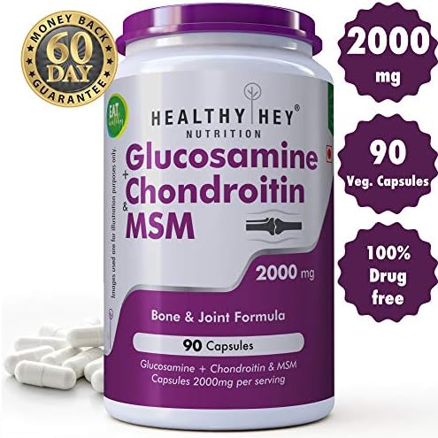 Healthyhye Nutrition Glucosamine Chondroitin and MSM for Cartilage Support Extra Strength, 90 Capsules (2000 mg)