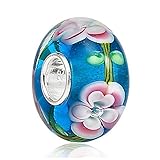 Lampwork Murano Glass Charm - 925 Sterling Silver Core - Fits European Charm Bracelet …