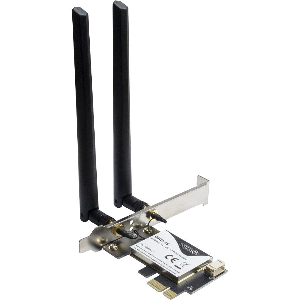 Inter-Tech DMG-35 Wi-Fi6 + BT5.0 2-in-1 WLAN + Bluetooth 5.0 PCIe Adapter 3000Mbps