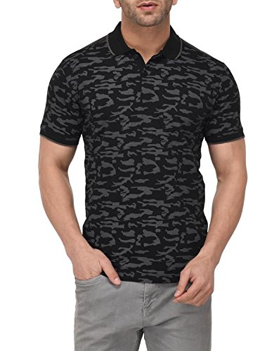 vivid bharti collar black printed t-shirts