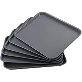 Readsky 6 Packs Plastic Serving Tray, 17.2" x 13.4" Fast Food Plastic Trays, Deep Gray