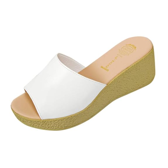 friendGG Mode Frauen Sommer Plattform Gleitet BeiläUfige Keil Peep Toe Strand Hausschuhe Damen Schuhe Keilabsatz Sandalen Pee