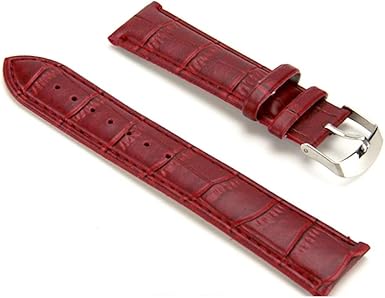 Correa de reloj rojo burdeos piel sintética de cocodrilo, 22 ...