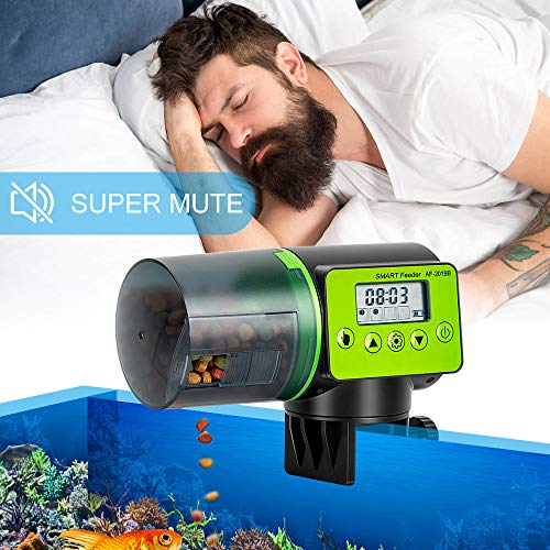 Automatic Fish Feeder, Vacation Fish Feeder, Moisture-Proof Electric Auto Fish Feeder, Digital Fish Food Dispenser 200Ml Capacity for Vacation, Daily, Business Trip, Weekend