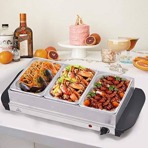 COSTWAY Large Hot Tray, Food Warmer Buffet Server, Adjustable Temperature, 200W Electric