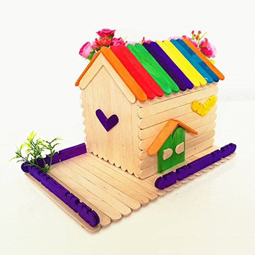 Natural Wood Art Colored Craft Stick Colorful Wooden Treat Popsicle