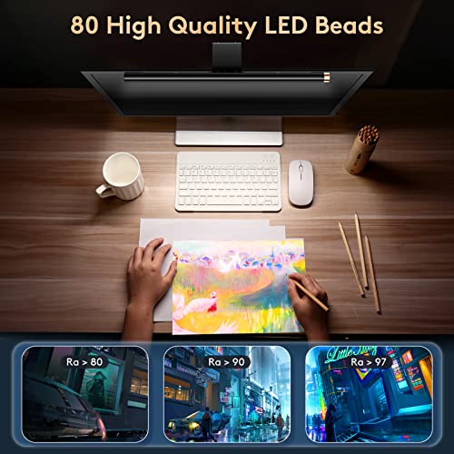 Monitor Light Bar with RGB Backlight, Flat/Curved Screen Bar Reduce Eye