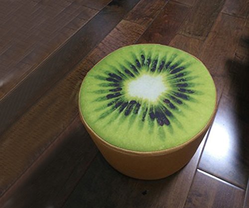 Corldif Round Ottoman Foot Stool/Linen Fabric Cover, Short Leg,Children Size(Kiwifruit)