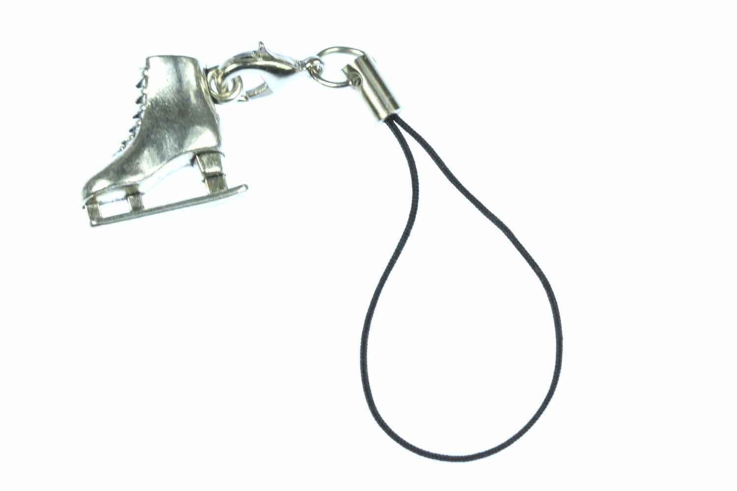 Miniblings Skatec Ice Skate Mobile Cell Phone Charm Pendant Figure Winter Silver