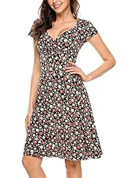 Dizzlle vestido de cóctel de verano con cuello en V casual y manga corta para mujer