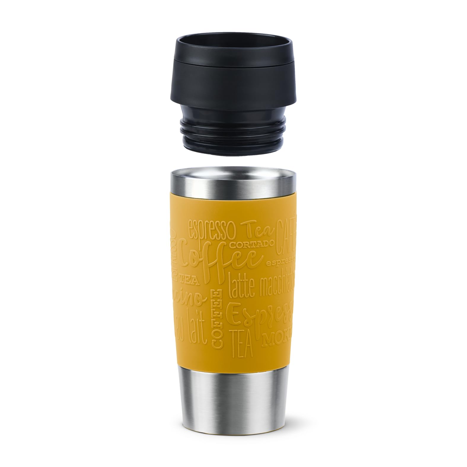 Emsa N20208 Travel Mug Classic Isolierbecher 0,36 Liter | neuer Komfort-Schraubverschluss | Edelstahl | 4h heiß und 8h kalt | 100% dicht | spülmaschinenfest | 360°-Trinköffnung | Senfgelb 6