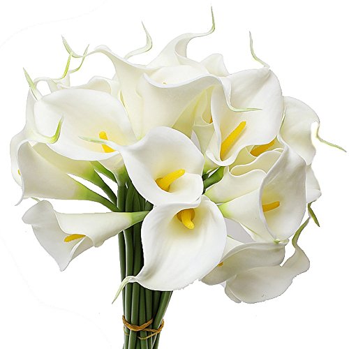 Sealike Latex Real Touch Lovely Artificial Calla Lily Wedding Bouquet Flower Bouquets 10 Pcs with Stylus - Thumbnail 2