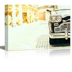 Canvas Prints Wall Art - Vintage Light Lamp Car | Modern Wall Decor/Home Decoration Stretched Gallery Canvas Wrap Giclee Print. Ready to Hang - 12" x 18"