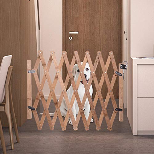 soundwinds Dog Safety Gate Indoor Wooden Retractable Dog Fence Pet Gate