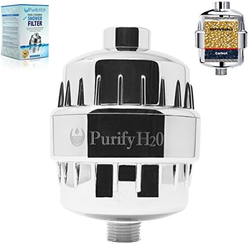 Shower Filter, PurifyH2O SH-FT-100 Chrome with Two(2) Replaceable Cartridges- Purifies Shower Water to Eliminate Chlorine and Hard Water to Promote Healthy Hair, Skin, and Body