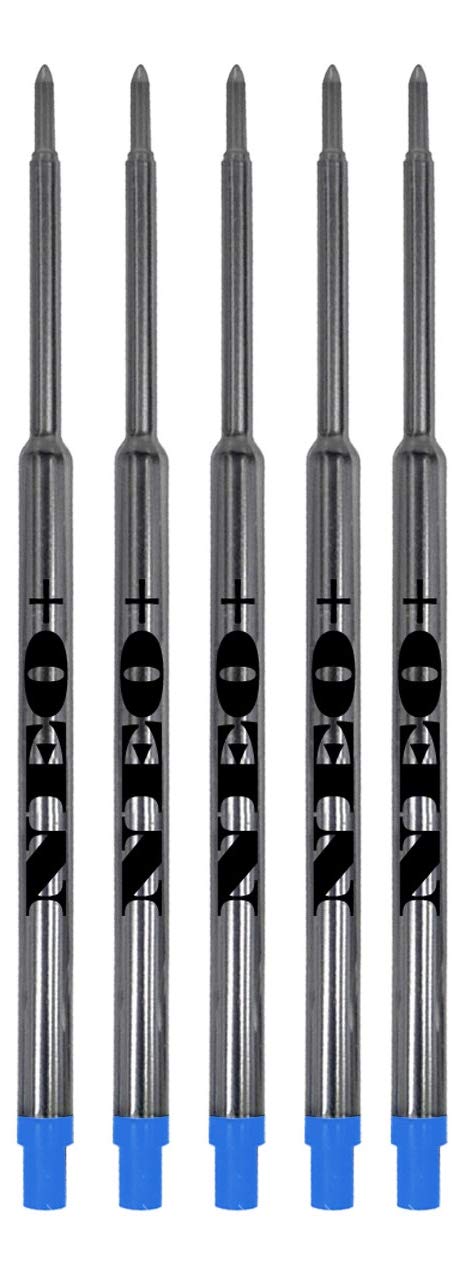 UK Seller! Sets of Pen Refills Compatible with Waterman Ballpoint Pens. Medium Point Ballpoint Soft Roll Refills (Set of 5 Blue Ink)