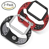 SKYLET for Fitbit Blaze Bands, 2 Pack Breathable Replacement Straps with Steel Frame for Fitbit Blaze Silicone Bracelet (No Tracker)[2PC: Black-Gray&Red-Black+2 Frames, Large]