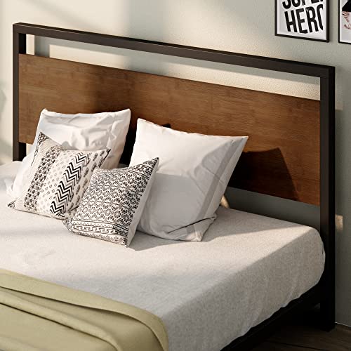 ZINUS Suzanne Bamboo and Metal Platform Bed Frame with Footboard / Wood