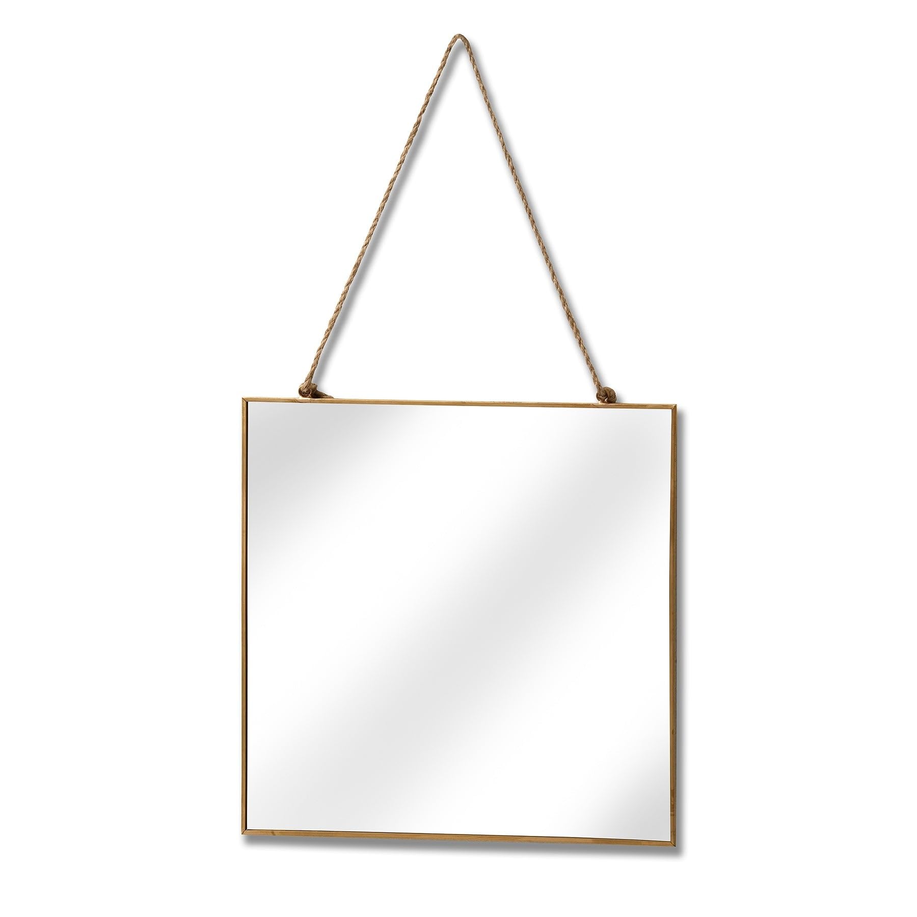 Hill 1975 17071 Gold Edged Square Hanging Wall Mirror, Glass, Metal, Mixed, one
