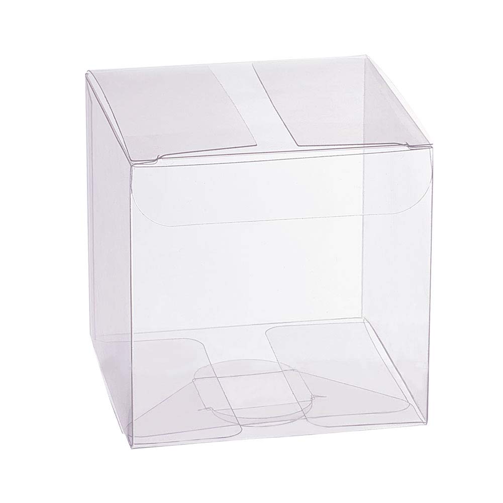 BENECREAT 30pcs 7x7x7cm Covered Film Clear Cube Wedding Favor Boxes PVC Transparent Cube Gift Boxes for Sweets Chocolate Valentine's Day Mother's Day Gift