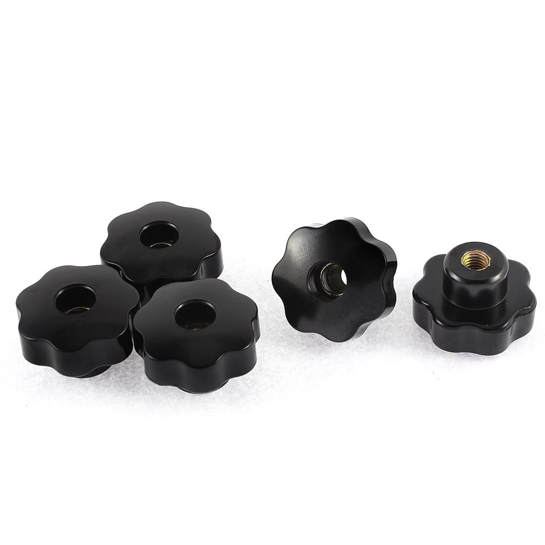 Sourcingmap M8 Female Thread Plastic Head Screw On Clamping Nuts Knob Grip Black 5 Pcs