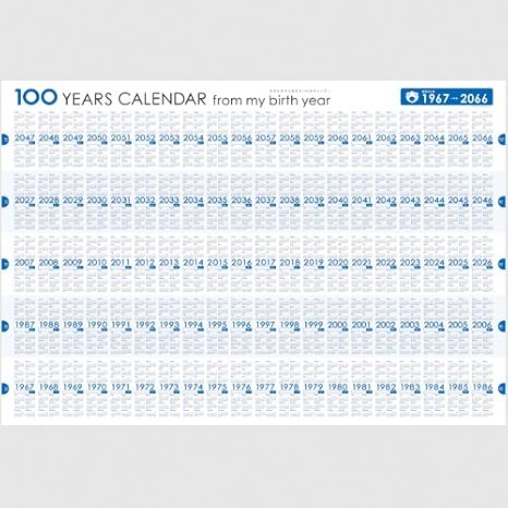 Amazon 生まれ年から始まる100年カレンダーシリーズ 1967年生まれ用 昭和42年生まれ用 カレンダー 文房具 オフィス用品