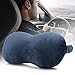 LANGRIA Infinity-Shape Car Neck Pillow Memory Foam Headrest Lumbar Support Cushion for Travel Work Commute with Removable Cover, CertiPUR-US Certified (Navy Blue)