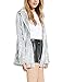 ASMAX HaoDuoYi Women Shiny Sequin Long Sleeve Cropped Blazer Front Zip Jacket/T Shirt Silver
