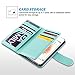 ULAK Flip Wallet Case for iPhone SE/5S/5, Fashion PU Leather Magnet Wallet Flip Case Cover with Built-in Credit Card/ID Card Slots for 5s 5G 5 SE (Minimal Stripe Mint)