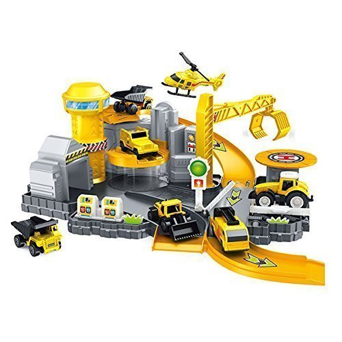 Toy Construction Vehicle Factory Garage Set - Inc. 4 Vehicles (4 Vehicles)