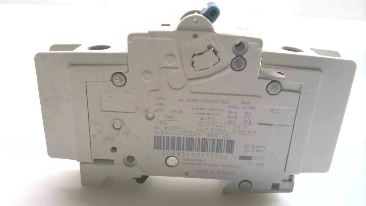 ALLEN BRADLEY 1489M1C040 Circuit Breaker, Trip Curve C, Miniature, 4 AMP, UL/CSA MAX. Voltage