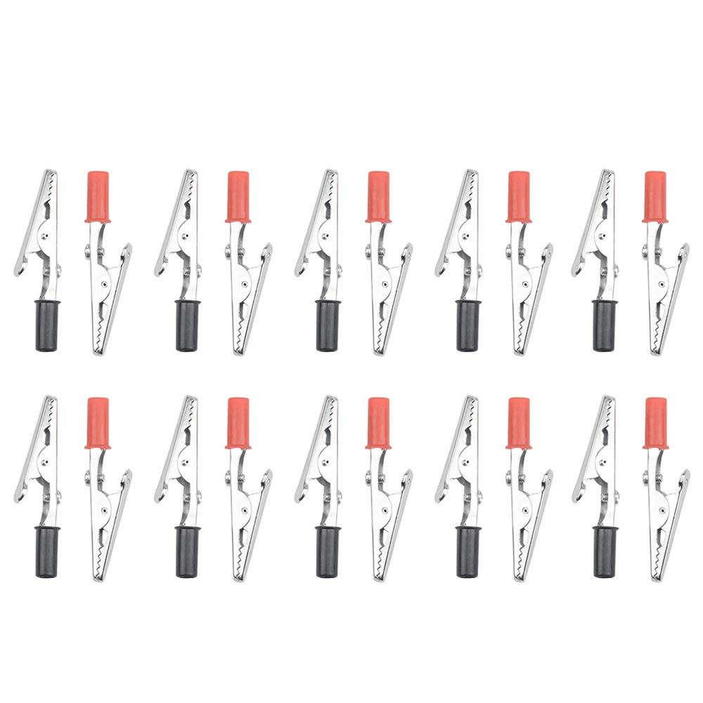 Crocodile Clips SENRISE Mini Alligator Clips Insulated Plastic Handle Cable Lead Testing Metal Alligator Clamps 20Pcs 50mm (Black and Red)