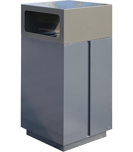Safco Reflections 36-Gallon Push Top Receptacle - Fire-Safe Steel, Self-Closing Doors, Black With Chrome - View #12