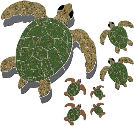 Amazon Com Turtle Group Ceramic Swimming Pool Mosaic Green Brown Garden Outdoor