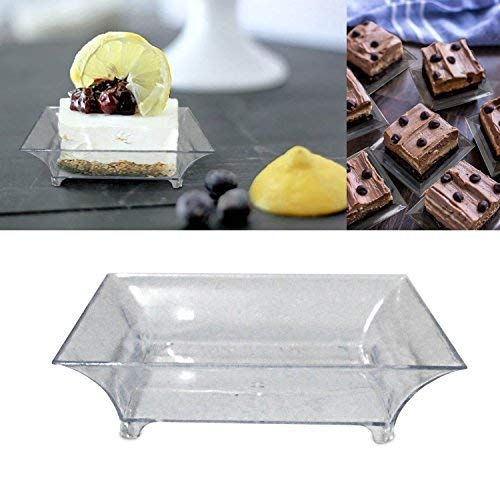 2.5" Mini Clear Plastic Square Dessert Plates. Pack Includes 100