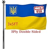 Jayus Double Sided Ukraine Flag 3x5 Outdoor- Heavy Duty Polyester Ukrainian National Flags Banners with Vivid Brass Grommets