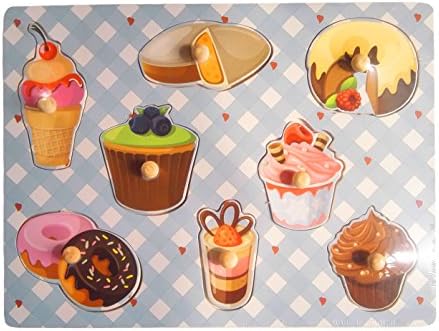 WELLSKEY Set of 1 Wooden Peg Puzzles (Sweets)