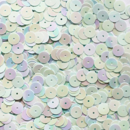 8mm Flat Round SEQUIN PAILLETTES ~ Opaque Pale BLUE Rainbow Iris Iridescent ~ Loose sequins for embroidery, bridal, applique, arts, crafts, and embellishment. Made in USA.