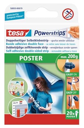 Tesa Powerstrips Strips Poster, Packung mit 20 Stück