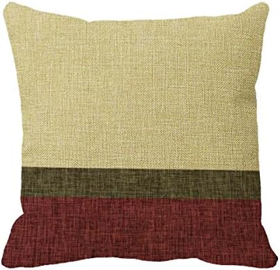 Simple Stripes Weave Texture Khaki Green Burgundy Throw Pillowcase