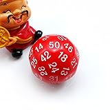 Bescon Fifty-Sided Die, 50 Sided Cube, 50 Sides Dice, 50-Sided D50 30mm Large Gaming Dice - Red Opaque Color with White Numbers
