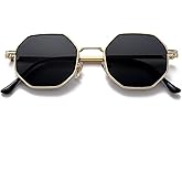 PORADAY Square Sunglasses for Women Men Retro Octagon Metal Sun Glasses Vintage Polygon Shades