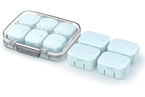 Weefla: Travel Pill Organizer for Purse & Pocket, 10 Small Detachable Inner Boxes, Airtight Vitamin Case Holder with Sticker Labels, Compact & Portable Cute Medicine Container for Supplement (Blue)