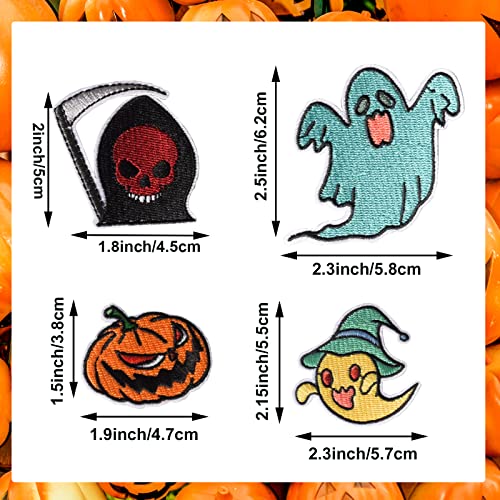 GYGYL 16pcs Halloween Embroidered Patches, Halloween Theme Iron on Patch, DIY Sew Applique Repair Patch, Sew On/Iron On Patch for Jackets, Jeans, Pants,Backpacks, Clothes